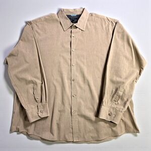 Van Heusen Studio Mens XXL Slim Fit Tan Micro Stripe Long Sleeve‎ Button Shirt
